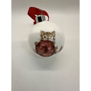 Royal Worcester Wrendale Designs Purrfect Bone China Christmas‎ Bauble (Kitten)